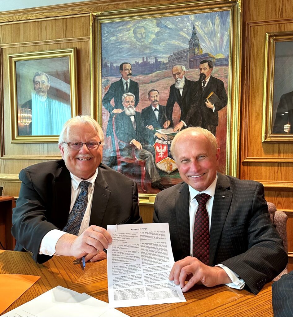 Polish National Union of America CEO Martin Wachna and Polish National Alliance CEO Frank Spula signed a merger agreement.